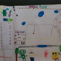 Kinderen maken poster voor Strandwalfestival