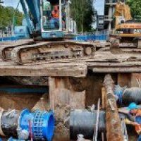 Nieuwe rioolwaterpersleiding onder Europalaan