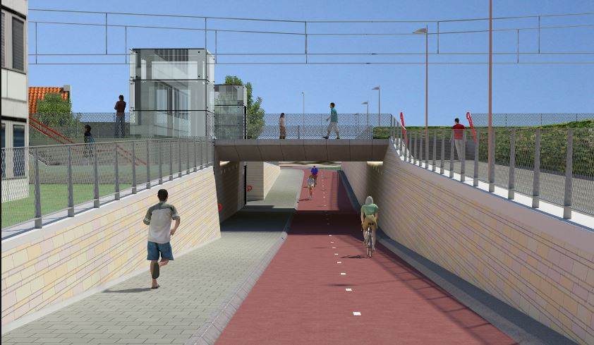Fietstunnel onder spoorlijn Rijswijk-Rotterdam