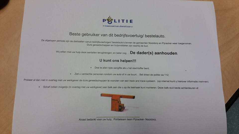 Preventieactie tegen autodiefstal