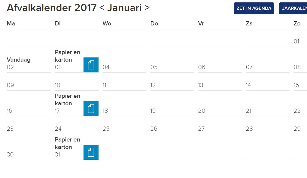 Nieuwe afvalkalender 2017 van Avalex