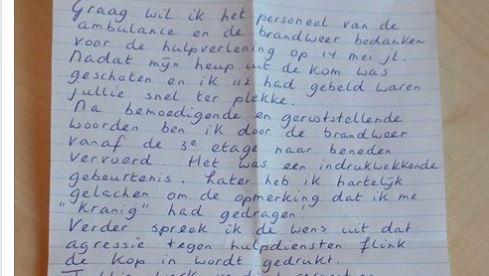 Bedankje voor het brandweer en Ambulance personeel