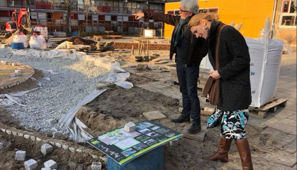 Groen-blauw schoolplein Petrusschool krijgt vorm