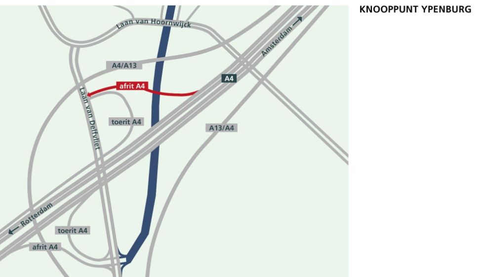 Afrit 9 afgesloten van A4, verkeer gaat via afrit 11