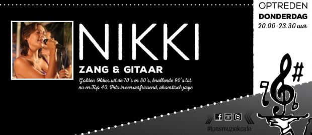 Nikki treedt op bij Ton’s Muziek & Eetcafé