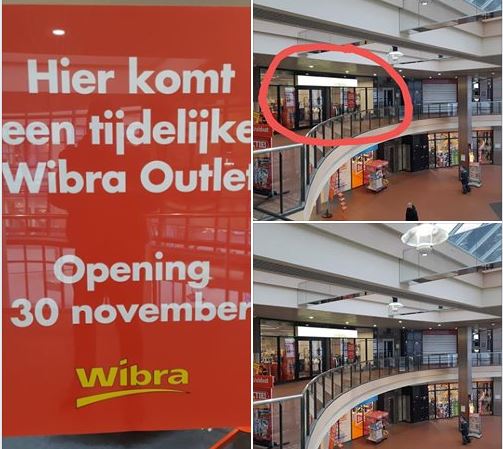 Tijdelijke outlet van de Wibra in winkelcentrum In de Bogaard