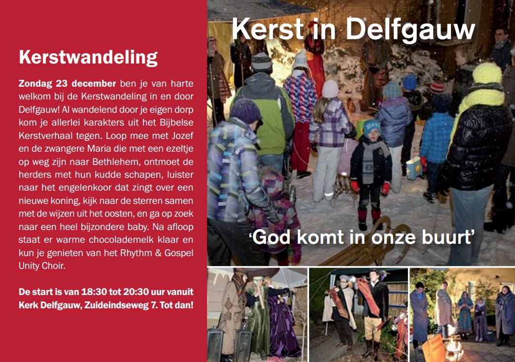 Kerstwandeling Delfgauw op 23 december