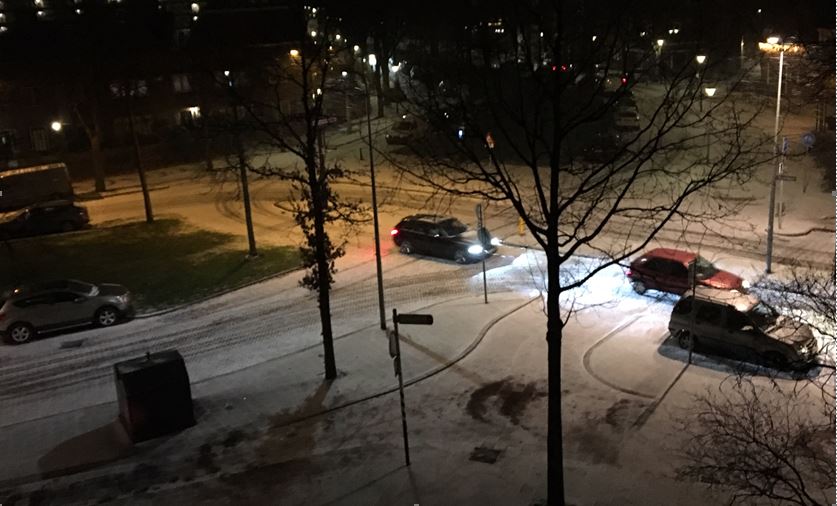 Sneeuwvlokken vallen in Rijswijk