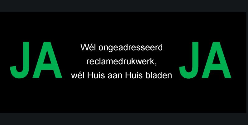 Peiling ‘Ja-Ja’ sticker voor reclamedrukwerk in Rijswijk