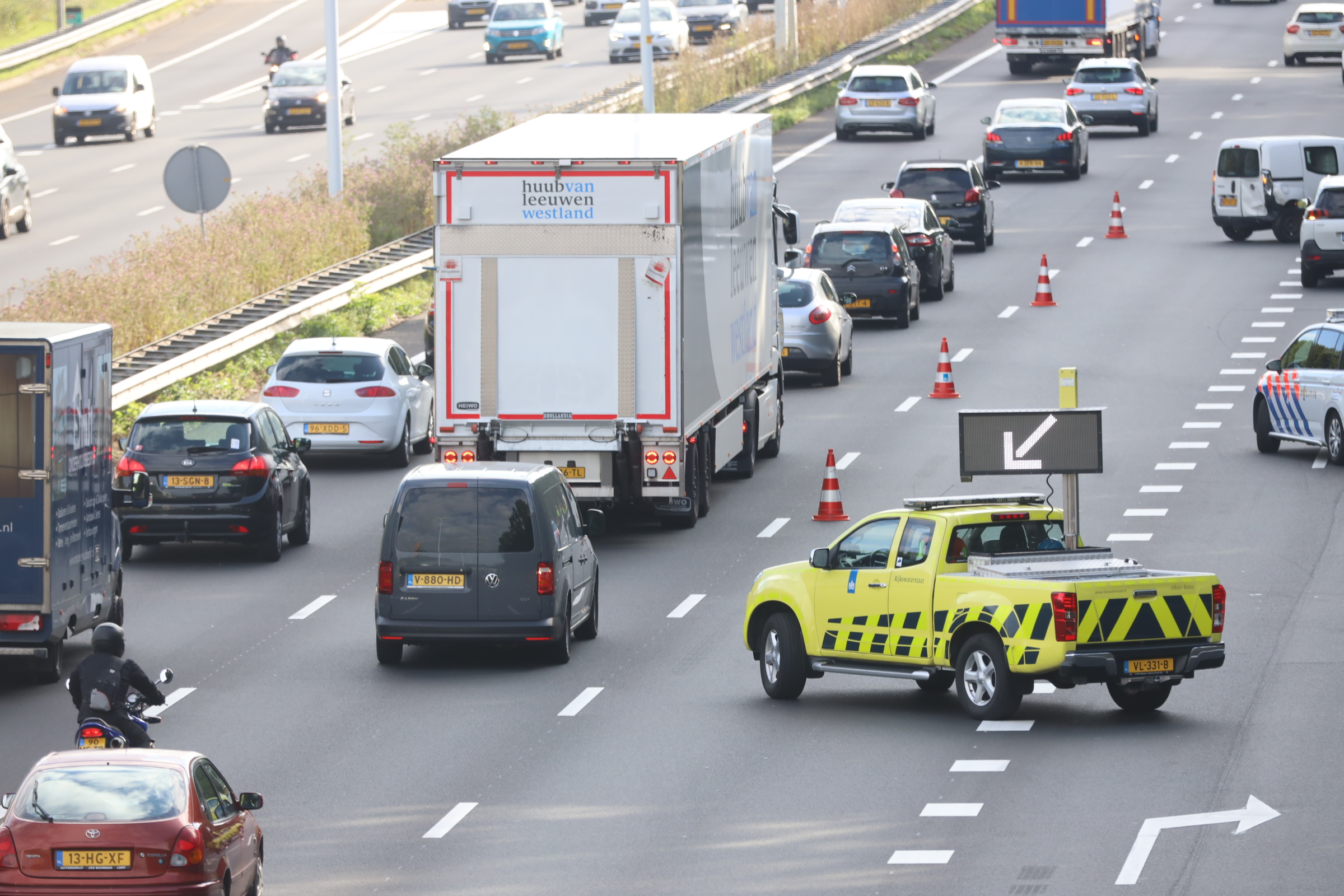 Flinke vertraging op de A4 bij Rijswijk na aanrijding Rijswijk