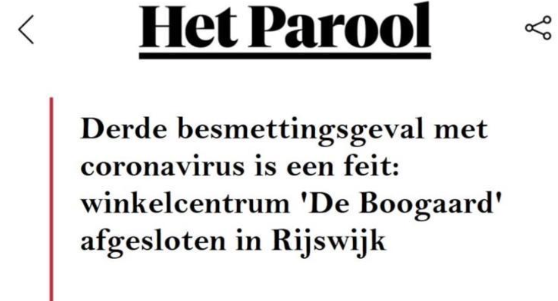 VALS BERICHT OVER CORONA IN WINKELCENTRUM IN DE BOGAARD