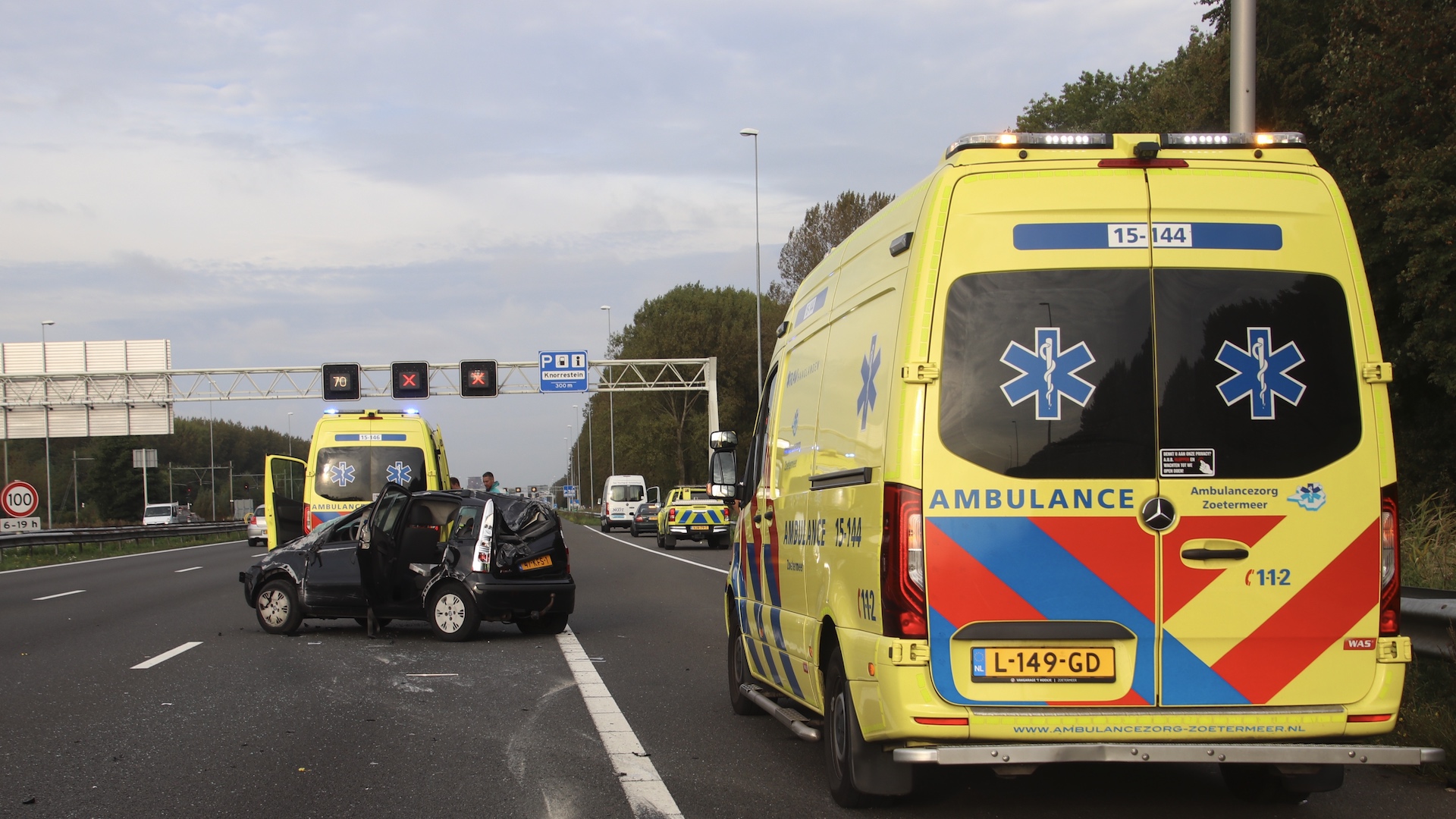 Verkeersongeluk op A12 bij Nootdorp