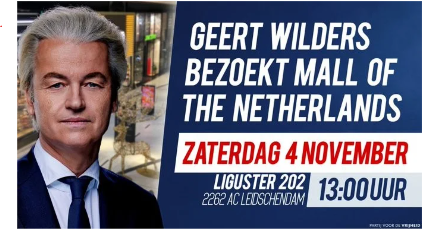 Geert Wilders toch niet naar the Mall of the Netherlands