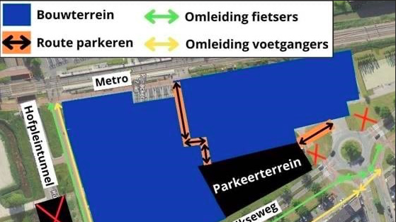 Hofpleintunnel tijdelijk gesloten wegens bouwwerkzaamheden