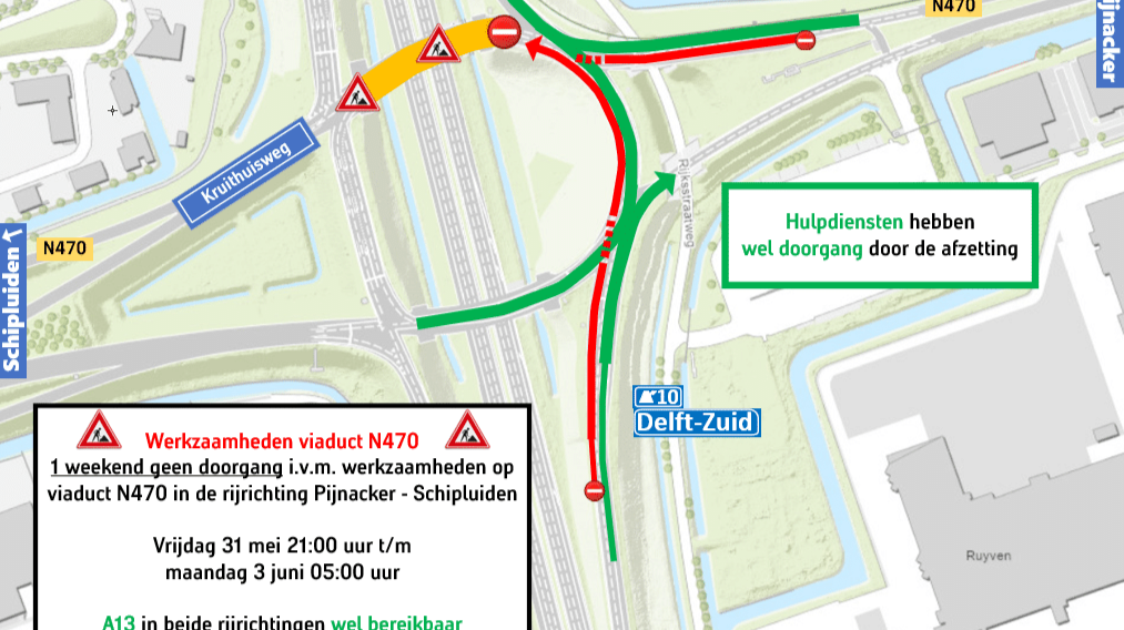 Werkzaamheden aan viaduct over de N470