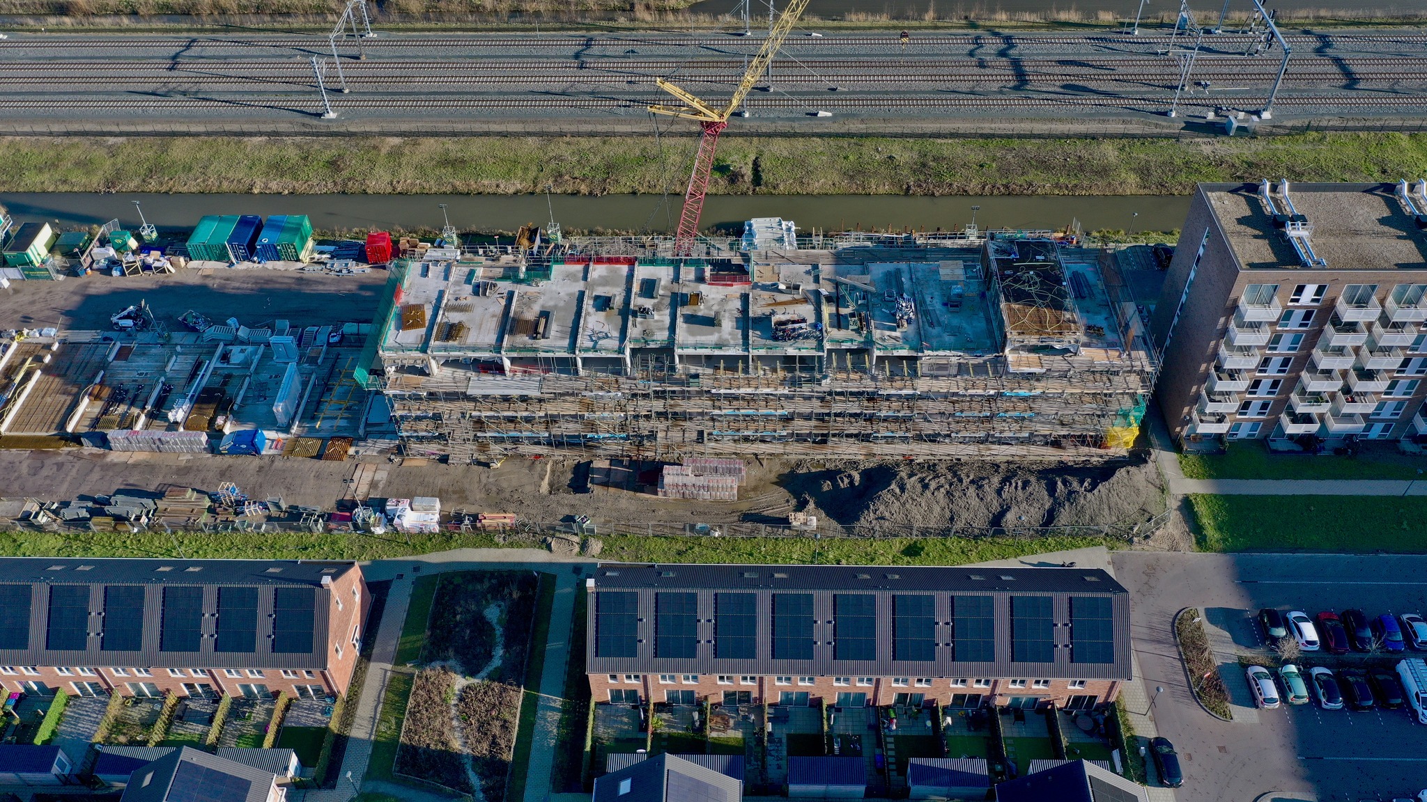 Bouw van appartementencomplex De Machinist in volle gang